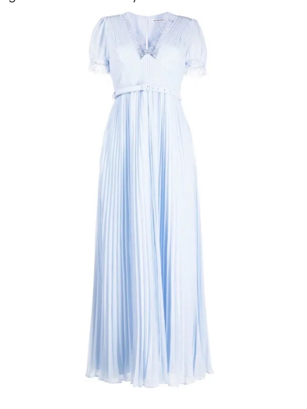 Self-Portrait Lace-Detail Belted Chiffon Maxi Dress
